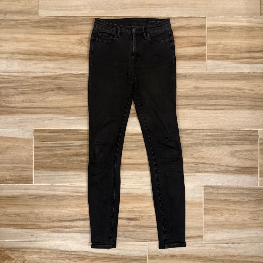 AllSaints Eve Lux Skinny Jeans W27 Faded Black Denim Womens Pants